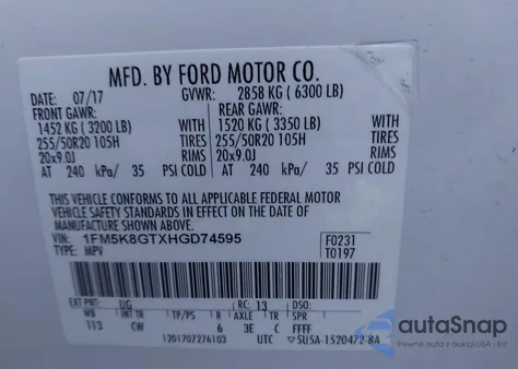 2017 Ford Explorer Sport from USA, damaged, VIN 1FM5K8GTXHGD74595